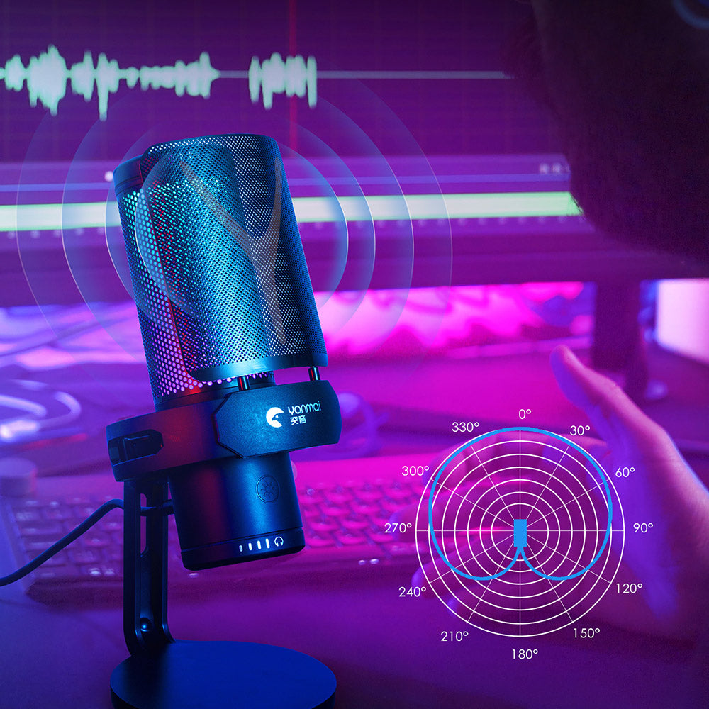 YANMAI GM7 RGB Gaming Condenser Mic Cell Phone Karaoke Microphone Real-Time Monitor Streaming Condenser Microphone YANMAI GM7 RGB Gaming Condenser Mic Cell Phone Karaoke Microphone Real-Time Monitor Streaming Condenser Microphone